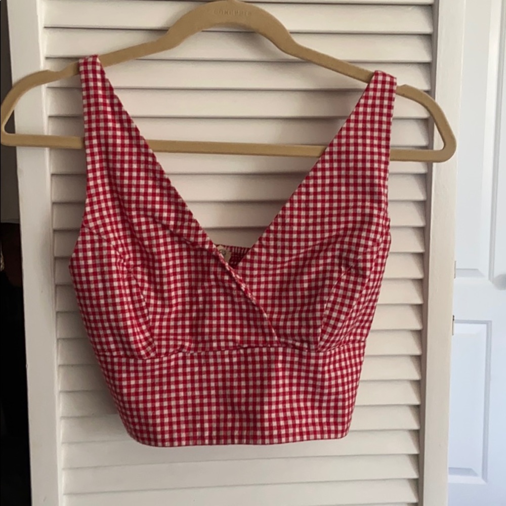 red gingham brandy melville crop top tank top
